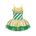 thumbnail image 2 of Hansber Justaucorps Robe Tutu de Danse Patinage Artistique à Rayures Canne de Bonbon pour Filles Fête des Fêtes Costume de Noël Vert 12, 2 of 4