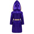 thumbnail image 2 of Doomiva Enfants Garçons Robe de Boxe Art Martial Muay Thaï Uniforme Manches Longues Kick Boxe Robe à Capuche Tenues Violet 12, 2 of 7