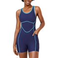 thumbnail image 1 of Beautyin Women's Athletic Boyleg One Piece Swimsuits with Pockets Racerback Modest Bathing Suit, 1 of 7