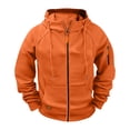 thumbnail image 2 of Men's Solid Color Cargo Hooded Jacket with Multiple Pockets, Raglan Long Sleeve, Breathable Nylon Spandex for Sports Training and Casual Outdoor Wear, 2 of 5
