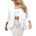 thumbnail image 3 of CNKOO Women‘s Casual Lightweight Open Front Cardigans Soft Draped Ruffles 3/4 Sleeve Cardigan S-XL, 3 of 6