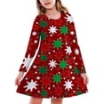 thumbnail image 2 of WEAIXIMIUNG Robe Jupe Plissée Mini Enfants Tout-Petits Filles Imprimé Sapins de Noël Cerfs Robe de Fête de Noël à Manches Longues, 2 of 3