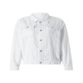 thumbnail image 4 of Veste en Denim Unie pour Femmes, Décontractée, à Manches Longues, Boutonnée, 4 of 8