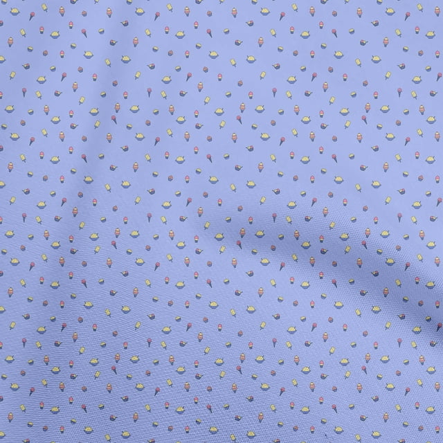 oneOone Velvet Medium Purple Fabric Ice Cream & Cupcakes Craft Projects Decor Fabric Printed By The Yard 58 Inch Wide