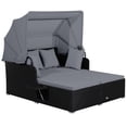 thumbnail image 4 of Gymax Rattan Daybed Lounge with Retractable Canopy, Gray, 4 of 4