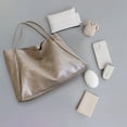 thumbnail image 4 of Trendy Ladies' Tote Bag Large Capacity Soft Leather Shoulder Bag Handcarry Bucket Purse, 4 of 5