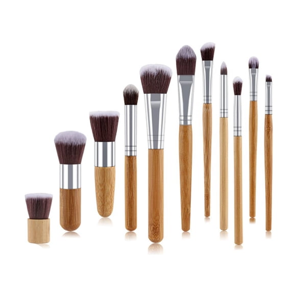 Cosmetic Brushes, Makeup Brush Bamboo Handle Professional 11Pcs Unique Super Soft for Salon