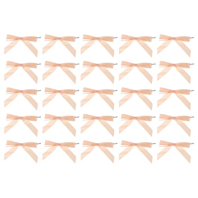Unique Bargains 100Pcs Mini Ribbon Bow 3.5' Twist Tie Mini Fabric Satin Ribbon Flower Bows Craft DIY Sewing Bows Rose Gold