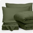 thumbnail image 1 of Bare Home 7-Piece Bed-in-a-Bag - Full, Green with Green Sheet Set, 1 of 7