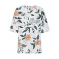 thumbnail image 5 of QIPOPIQ Women's Cotton Linen Round Collar Boxy Top Patchwork Blouses Clearance, 5 of 5