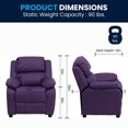 thumbnail image 3 of Deluxe Padded Contemporary Purple Vinyl Kids Recliner with Storage Arms, 3 of 9