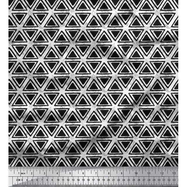 Soimoi Cotton Cambric Fabric Swirl & Triangle Geometric Print Fabric by the Yard 56 Inch Wide