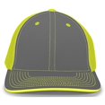 thumbnail image 1 of Pacific Headwear 404M.25P.XS Trucker Flexfit Cap, Graphite & Neon Yellow - Extra Small, 1 of 1