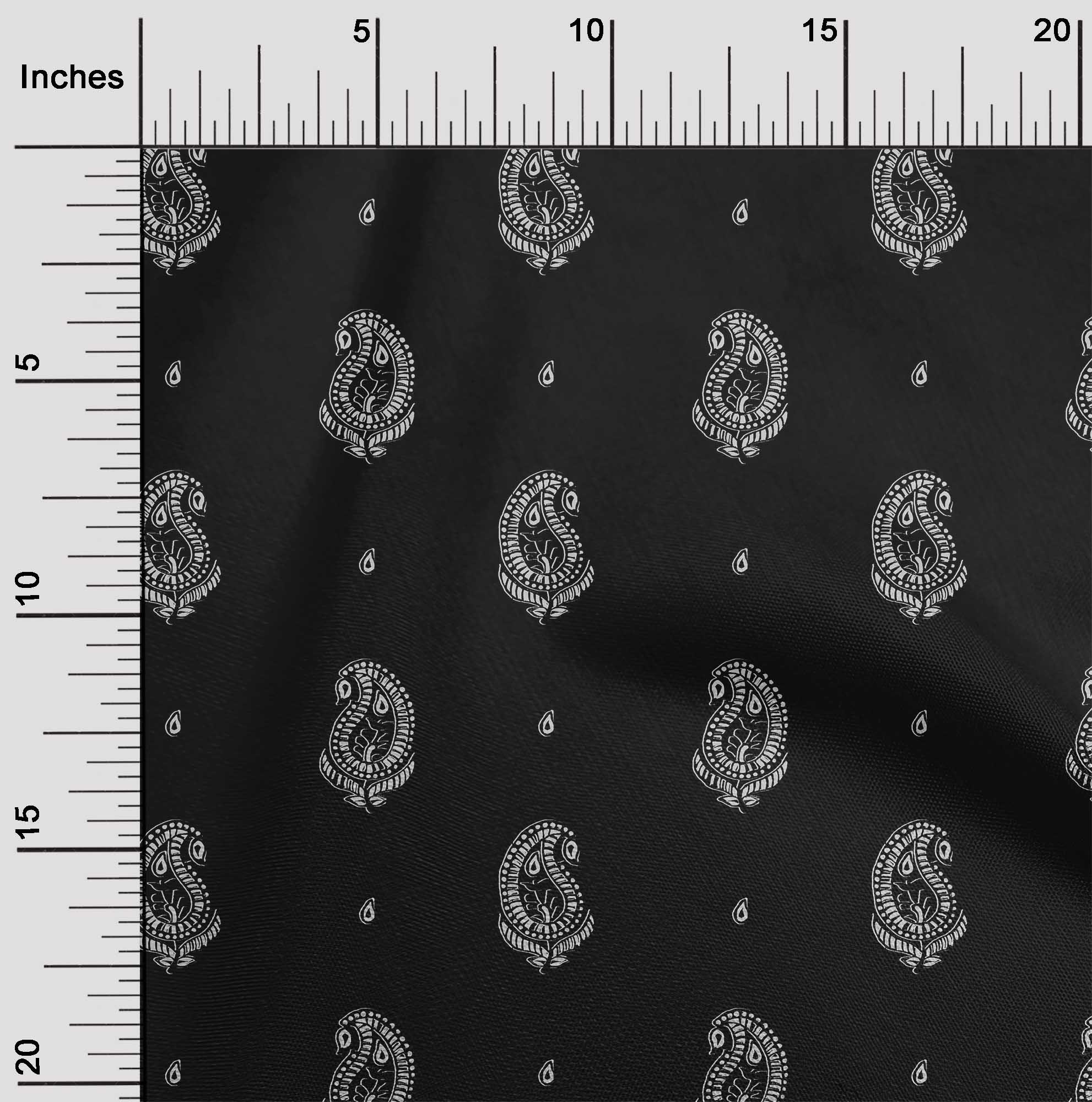 oneOone Viscose Chiffon Fabric Paisley Block Print Fabric By The Yard 42 Inch Wide