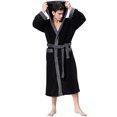 thumbnail image 3 of Mens Robe Plush Mens Lengthened Patchwork Coralline Plush Shawl Bathrobe Long Sleeved Robe, 3 of 6