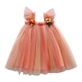 thumbnail image 1 of MEZZALL Robe Fleurie de Fête pour Tout-Petites Filles à Manches Volantées, Robe de Danse, Robe d'Été Confortable, Orange, 4-5 Ans, 1 of 5