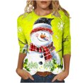 thumbnail image 2 of Jienlioq Hauts Grande Taille pour Femmes Mode T-Shirt Décontracté de Noël pour Femmes à Imprimé Col Rond Manches 3/4 Haut Blouse Rabais, 2 of 5