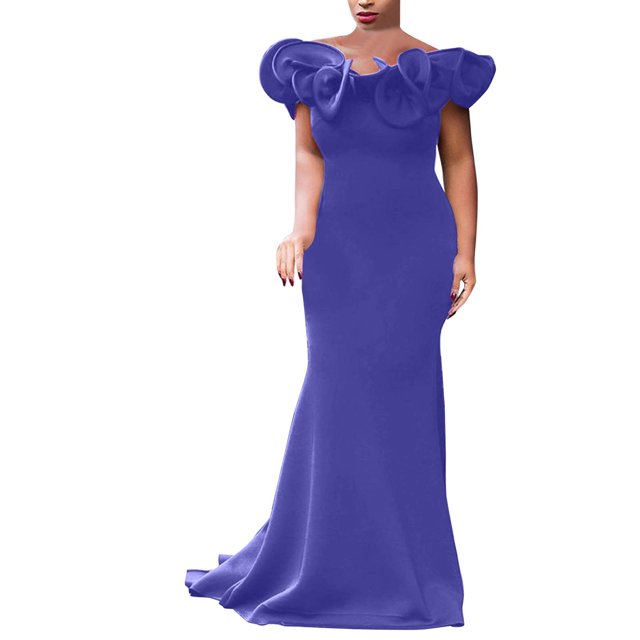 B91xZ Tenues pour Femmes Robe de Demoiselle d'Honneur Sans Manches Col en V Robe de Fête de Mariage, BU2 m