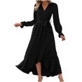 thumbnail image 1 of Gspmoly Robes d'Été pour Femmes, Robe Bohème Décontractée pour Femmes à la Mode, Robe à Col en V à Manches Longues, Longue Robe, Robe de Cocktail, Économies, 1 of 6