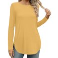 thumbnail image 2 of Yuyuzo Womens Tops Crew Neck Long Sleeve Side Split Solid Color Loose Casual Basic Fall Tunic Top, 2 of 6