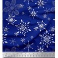 thumbnail image 1 of Soimoi Blue Modal Satin Fabric Snow Flakes Floral Fabric Prints By Yard 42 Inch Wide, 1 of 5