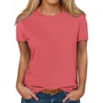 thumbnail image 1 of Timegard T-Shirts d'Été pour Femmes à Col Rond, Manches Courtes, Confortables, Basiques, Décontractés, Amples, Blouses, 1 of 5