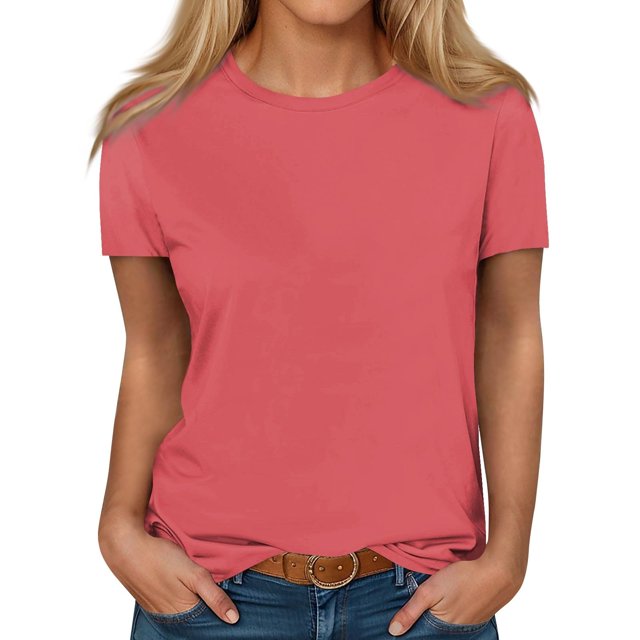 Timegard T-Shirts d'Été pour Femmes à Col Rond, Manches Courtes, Confortables, Basiques, Décontractés, Amples, Blouses