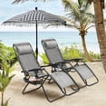 thumbnail image 2 of Homall Chaise Zéro Gravité Pliable pour Patio avec Porte-Gobelet, Fauteuil Inclinable d'Extérieur Réglable en Tissu Textilène, Chaise Longue Portable, Lot de 2, Double Gris, 2 of 12