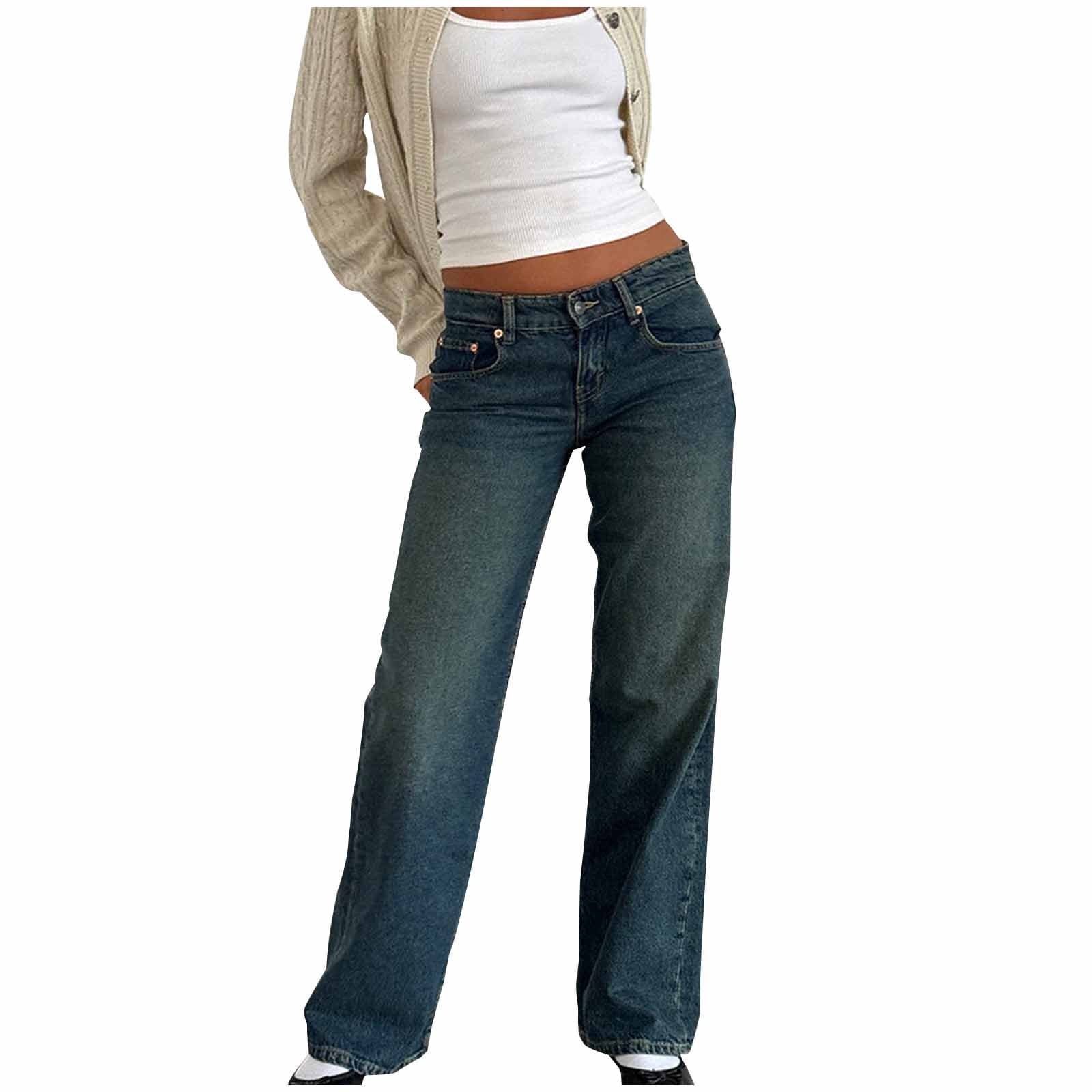 Women's Casual Solid Color Button-Front Jeans with Zipper Pockets for Everyday Wear