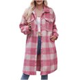 thumbnail image 1 of Pompotops Women's Fashion Loose Plaid Printed Hatless Jacket Tops Clearance, 1 of 8