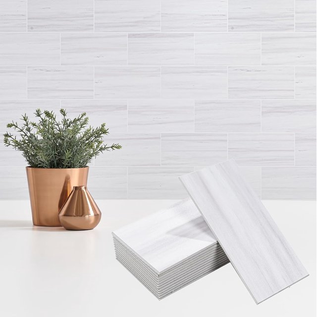 StyloVue 4 Pieces Peel and Stick Backsplash for Kitchen, 3" x 6" PVC Subway Tile 2025 Upgraded Dolomite Star Gray Backsplash Stick on Tile Elevate Kitchen Fireplace RV