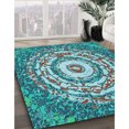 thumbnail image 3 of Ahgly Company Tapis de Zone Rond d'Intérieur Lavable à la Machine, Transitionnel, Bleu Verdâtre Vert, 4 Pieds Rond, 3 of 7