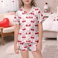 thumbnail image 2 of Dormeuses pour Bébé 5t Pyjamas Fille Pyjamas Imprimés à Nœud pour Filles Haut à Boutons à Manches Courtes Shorts Ensemble de Pyjamas pour la Maison, 2 of 5