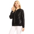 thumbnail image 3 of Veste à Paillettes pour Femmes à Manches Longues avec Fermeture Éclair Frontale et Poignets Côtelés, 3 of 5