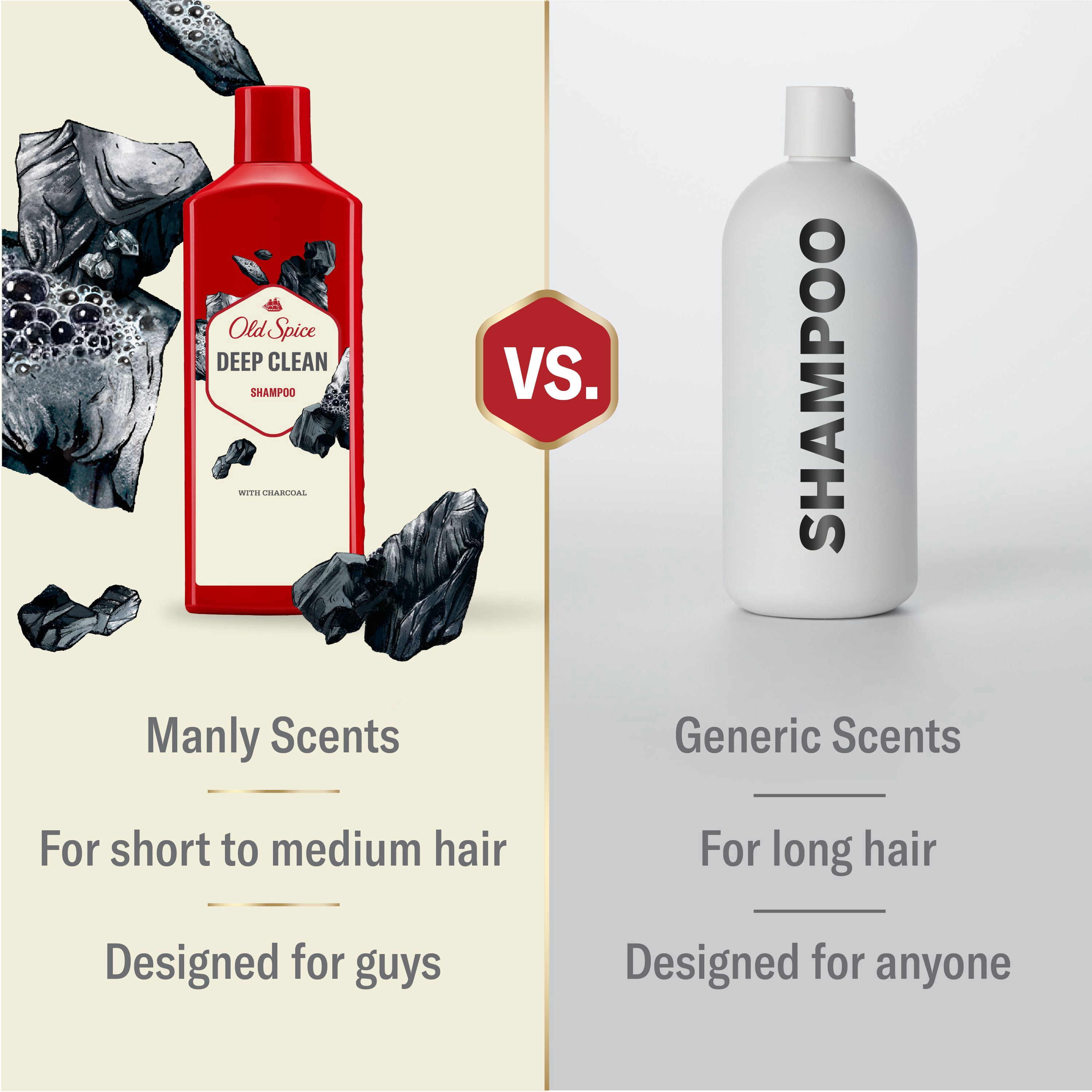 Old Spice Shampooing Lavage Intense pour Hommes avec Charbon de Bois, Parfum Frais et Propre, Élimine la Saleté et l'Huile Accumulées