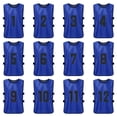 thumbnail image 4 of 12 PCS Adults Soccer Pinnies Quick Drying Football Team Jerseys Youth Sports Scrimmage Soccer Team Training Numbered Bibs Practice Sports Vest Dark blue 12pcs For Adults, 4 of 7