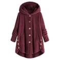 thumbnail image 1 of Winter Coat Sweatshirt for Women Plush Solid Button Long Sleeve, 1 of 9