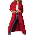 thumbnail image 2 of Cardigan pour Filles Femmes Mode Décontractée Chaud Col Rond Manteau Uni Long Vêtement d'Extérieur Chandail Cardigan en Tricot en Liquidation, 2 of 4