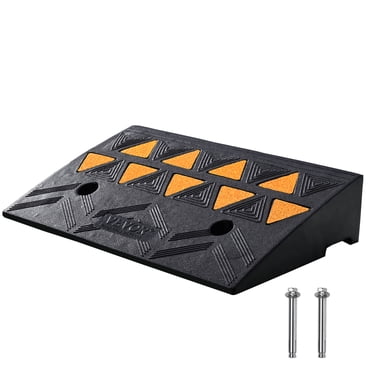 VEVOR Rampe de Gourmette en Caoutchouc Hauteur de Montée 4,25 Pouces Rampe de Trottoir, Largeur 11,8 Pouces Longueur 19,7 Pouces Rampe d'Entrée pour Gourmette, Rampe en Caoutchouc Robuste 15T pour Chariots Élévateurs, Camions, Autobus, Voitures, Fauteuils Roulants, Vélos