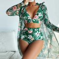 thumbnail image 1 of EGNMCR Bikini Set Women's Printed Bikini Straps Bikini Deep V Split Swimsuit Set Three Piece Swimsuit Set, 1 of 9