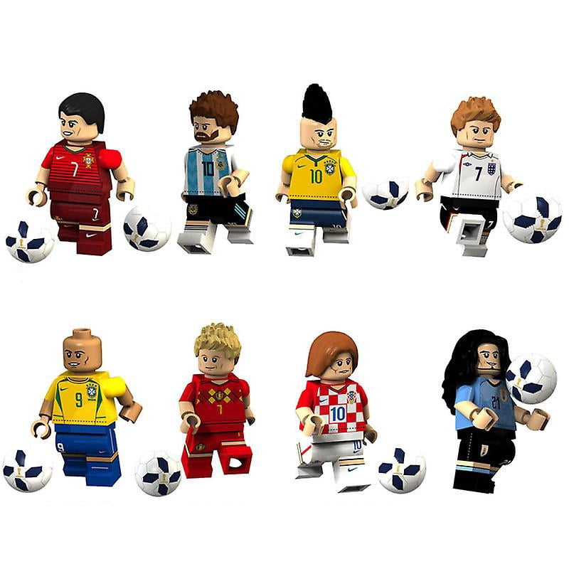 Football Messi Neymar Minifigure Assembled World Cup Football Team Building Block Toy 8pcs
