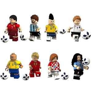 Football Messi Neymar Minifigure Assembled World Cup Football Team Building Block Toy 8pcs