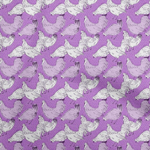 oneOone Polyester Spandex Purple Fabric Birds Rooster Sewing Material Print Fabric By The Yard 56 Inch Wide