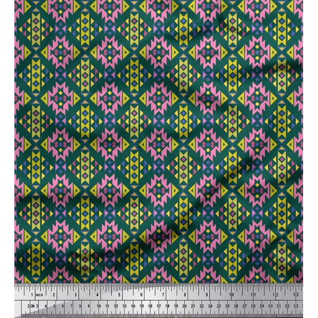 Soimoi Viscose Chiffon Fabric Aztec Geometric Print Sewing Fabric Yard 42 Inch Wide