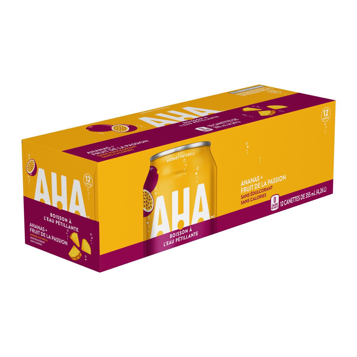 AHA Ananas + Fruit de la Passion Fridge Pack Cannettes, 355 mL, 12 Pack