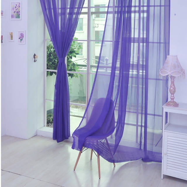XZNGL 1 PCS Pure Color Tulle Door Window Curtain Drape Panel Sheer Scarf Valances
