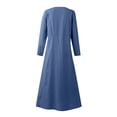 thumbnail image 5 of Robes pour Femmes Mode pour Femmes Manches Longues Couleur Unie Coton Lin Col Rond Robe avec Poches Robe pour Femmes en Liquidation, 5 of 5