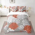 thumbnail image 2 of YST Ensemble de Douillette Aztec Dahlia 7 Pcs, Lit Simple – Literie Florale Rouge Rouille Gris Blanc avec Motif de Fleur de Lotus, 2 of 5