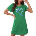 thumbnail image 4 of Rbaofujie Pyjama pour Femmes Ensemble Shorts Nuisette Courte Surdimensionnée pour Femmes Mode Imprimé Poitrine Robe de Nuit à Manches Courtes Pyjama d'Hiver pour Femmes, 4 of 7
