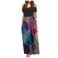 thumbnail image 1 of Robes d'Été pour Femmes 2022 Robe Décontractée Élégante pour Femmes à Épaules Dénudées avec Poches, Imprimé Floral, Maxi à Manches Courtes, 1 of 5